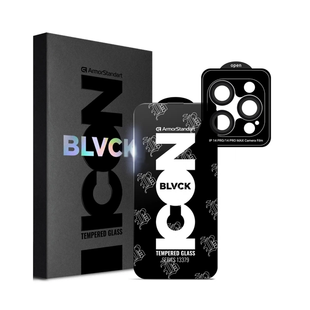 Скло захисне Armorstandart Supreme Plus Black Icon Apple iPhone 14 Pro Max (ARM68064) - зображення 1