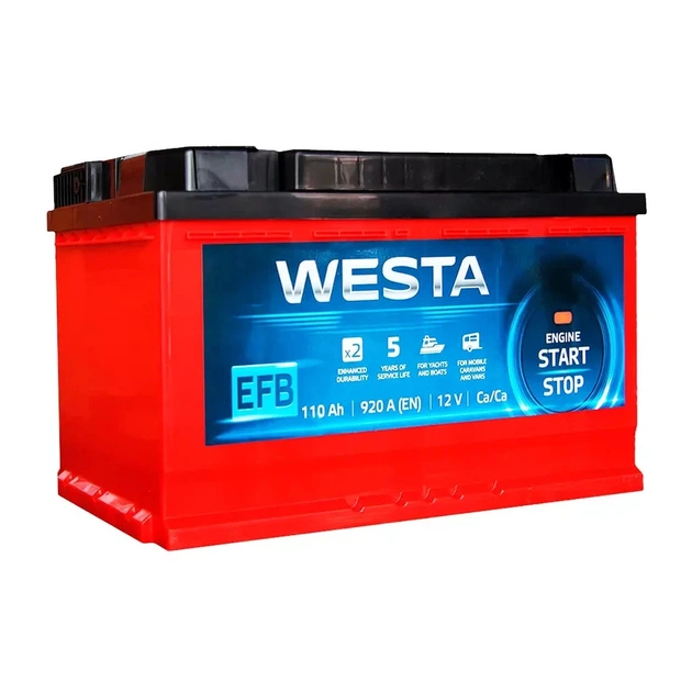 Акумулятор автомобільний Westa 6CT-110 А (0) RED EFB - зображення 1