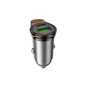 Зарядний пристрій HOCO 1xUSB-C PD25W + 1xUSB QC3.0 43W car adapter NZ16A gray (6942007644747) зображення 1