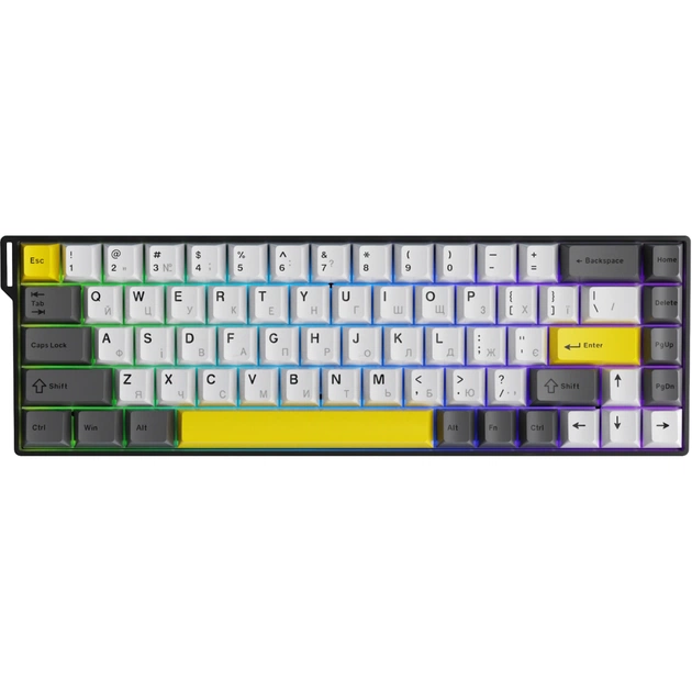 Клавіатура Ajazz AK680 V2 Ice Island Magnetic Switch USB UA Black/Gray/Yellow (AK680-V2-I-BGY) - зображення 1