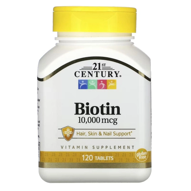 Витамин 21st Century Биотин, 10 000 мкг, Biotin, 120 капсул (CEN-27757) - изображение 1