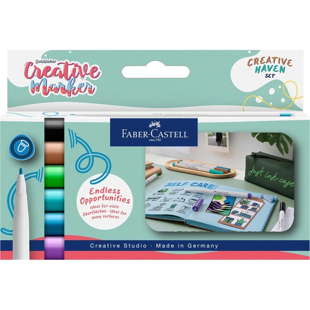 Набір маркерів Faber-Castell тонких для декору Goldfaber Creative Marker Creative Haven, 6 кольорів, товщина 1,5 мм (33001) - зображення 1