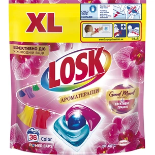Капсули для прання Losk Power Caps Color Ароматерапія Ефірні масла та аромат Малазійської квітки 36 шт. (9000101803020) зображення 1
