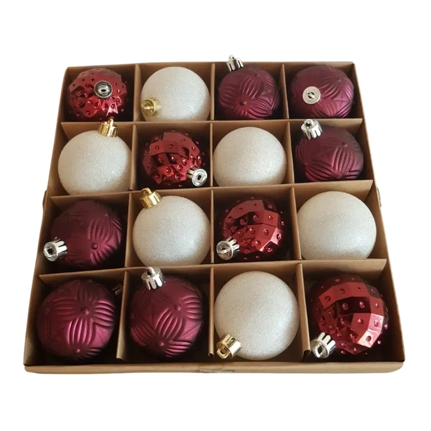 Ялинкова іграшка Chomik пластикові кульки компл. 16 шт, 6см, бордо (5900779853140_3) - picture 9