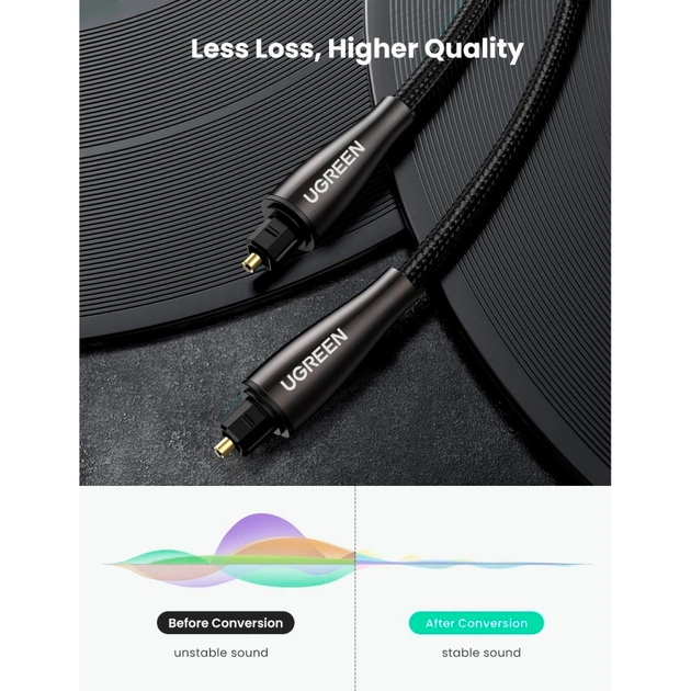 Кабель мультимедійний Optical Toslink 2.0m AV108 black Ugreen (10540) - picture 3