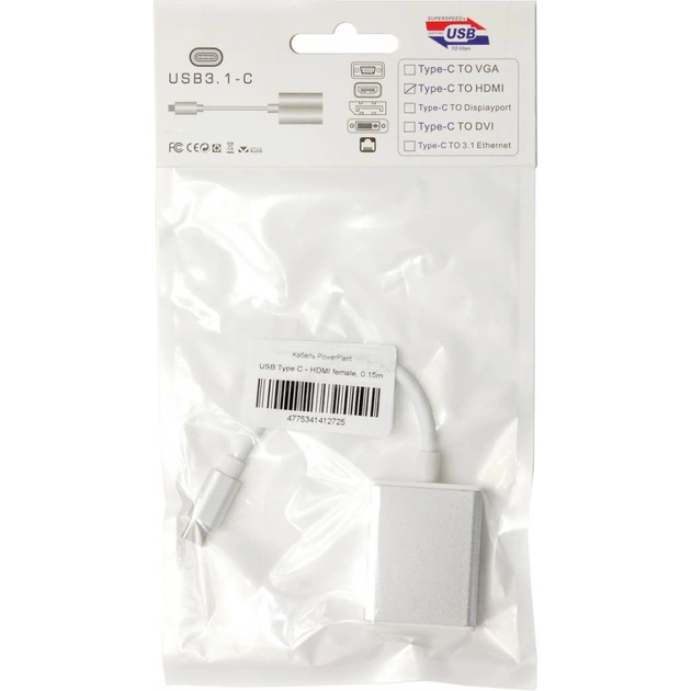 Перехідник Type-C to HDMI F 0.15m PowerPlant (KD00AS1272) - зображення 4