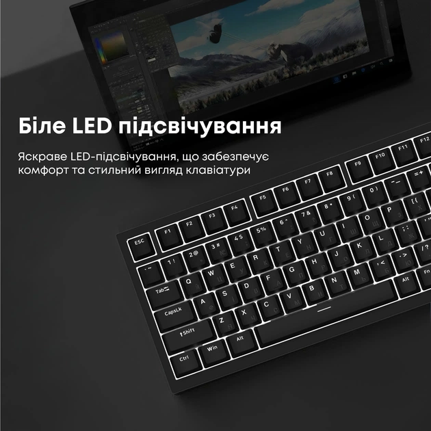 Клавіатура Ajazz AK820 Red Switch Black USB-C (AK820-R-B) - зображення 9