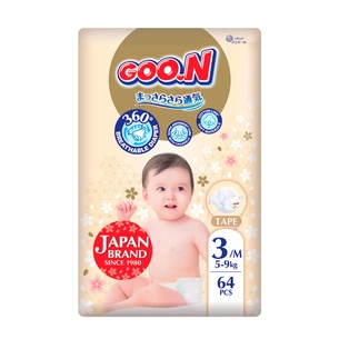Підгузки GOO.N Premium Soft 5-9 кг Розмір 3 M на липучках 64 шт (F1010101-154) зображення 1