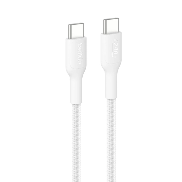 Дата кабель USB-C to USB-C 1.0m 240W white Belkin (CAB025HQ1MWH) - изображение 1