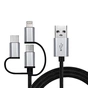 Дата кабель USB 2.0 AM to Lightning + Micro 5P + USB-C 1.0m black REAL-EL (EL123500035) - уменьшенное изображение 1