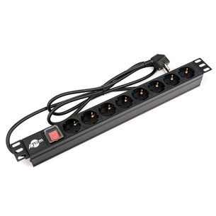 Силовий блок 19" 8 розеток, кабель 2.0m мідь 1.5мм, з вимикачем Atcom (AT1821) зображення 1