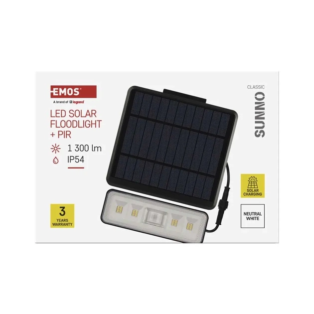 Прожектор EMOS сонячний світлодіодний 1300 лм IP54 4000K PIR (ZG112S) - зображення 10