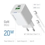 Зарядний пристрій ColorWay C101A GaN Mini 20W PD PPS USB-C + USB-A QC4.0 + cable USB-C to USB-C black (CW-CHS062PDC-WT) - уменьшенное изображение 7