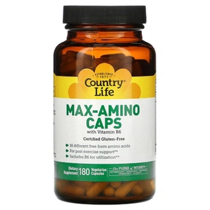 Амінокислота Country Life Комплекс Амінокислот з Вітаміном B6, Max-Amino Caps, 180 вегета (CLF-01496) зображення 1