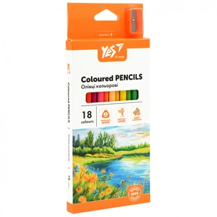 Олівці кольорові Yes Orange Line 18 кольорів з точилкою (290739) зображення 1