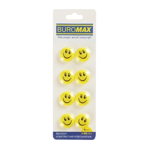 Магнит Buromax набор Смайлик, 20 мм, 8 шт. в упаковке (BM.0031) изображение 1