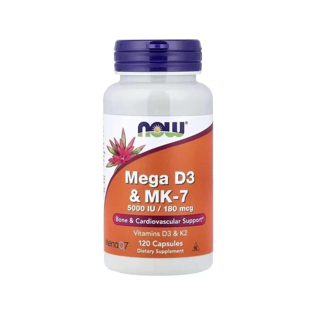Вітамінно-мінеральний комплекс Now Foods Вітамін D3 та MK-7, Mega D3 & MK-7, 120 капсул (NF0386) - зображення 1