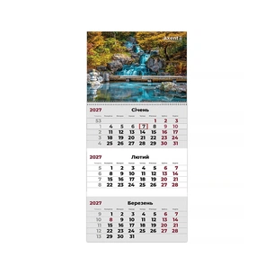 Календарь Axent настенный квартальный 2027 г.,1 пр. Watefalls 3 (8801-27-12-A) изображение 1