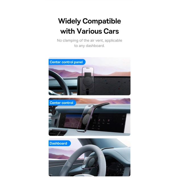 Універсальний автотримач Baseus C02 Magnetic Phone Holder Cluster Black (SUCC000201) - picture 12
