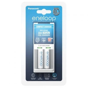 Зарядний пристрій для акумуляторів Panasonic BQ-CC50 Compact Charger+ Eneloop AA 1900 mAh NI-MH * 2 (K-KJ50MCC20E) зображення 1