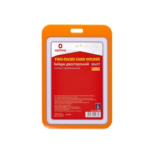 Бейдж Optima преміальний вертикальний 66х97 мм двосторонній, помаранчевий (O45684) изображение 1
