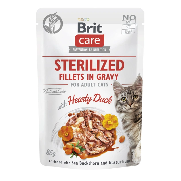 Вологий корм для кішок Brit Care Sterilized Fillets in Gravy Hearty Duck (8595602565283) - зображення 1