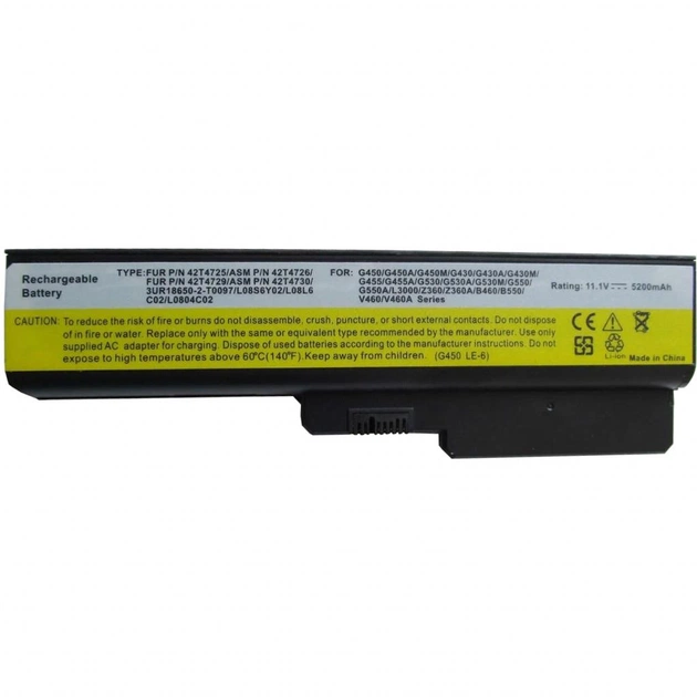 Аккумулятор для ноутбука AlSoft Lenovo IdeaPad G430 42T4585 5200mAh 6cell 11.1V Li-ion (A41591) - изображение 1