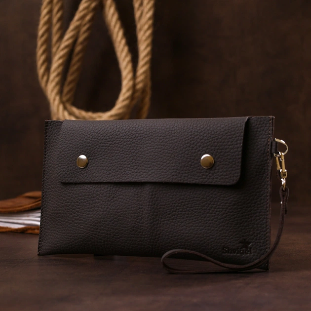 Косметичка Shvigel Шкіряна матова тревел Коричнева (16418) - зображення 8