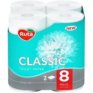 Туалетний папір Ruta Classic 2 шари Білий 8 рулонів (4820023740488) зображення 1