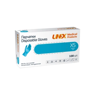 Медичні рукавички Unex Medical Нітрилові Неопудрені діагностичні Розмір XS Сині 100 шт. (4.1003) (4780057480029) зображення 1