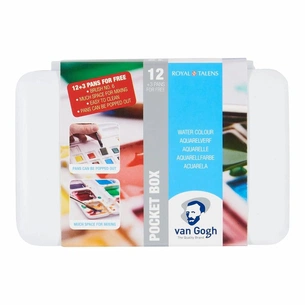 Акварельні фарби Royal Talens Van Gogh 12 + 3 кольори в кюветах + пензлик, пластик (8712079344955) зображення 1