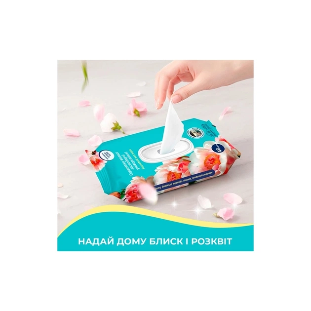 Серветки для прибирання Pani Blysk Вологі універсальні Квіткова ніжність 48 шт. (4823071670943) - picture 3