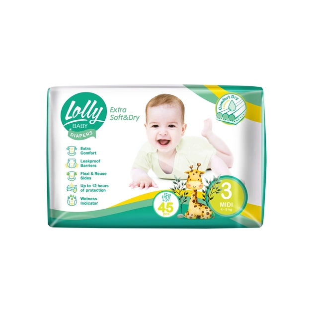 Підгузки Lolly Soft Midi 3 4-9 кг 45 шт (4820174981259) - зображення 1