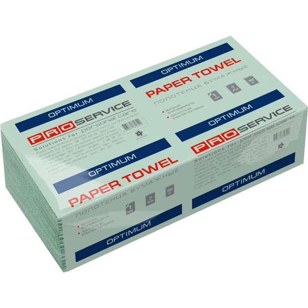 Паперові рушники PRO service Optimum зелені V-складання 160 аркушів (4823071620542) - picture 1
