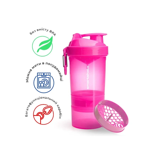 Шейкер спортивний SmartShake Original2GO 600ml Neon Pink (10560502) - picture 6