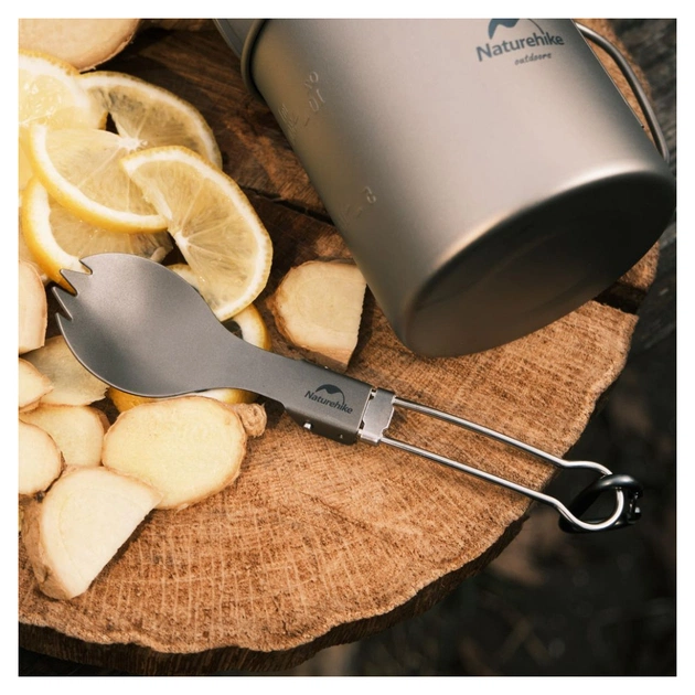 Ложка-виделка туристична Naturehike титанова NH19C001-J (6927595734766) - picture 8