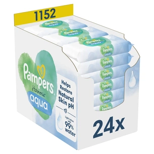 Дитячі вологі серветки Pampers Harmonie Aqua 24 пачки х 48 шт (8006540811276) зображення 1