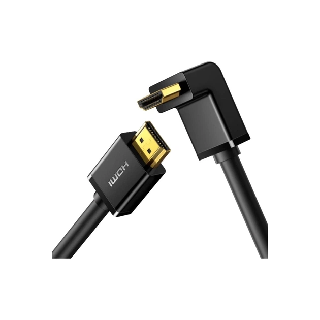 Кабель мультимедийный HDMI M to HDMI M 1.0m 90° corner HD103 black Ugreen (10172) - изображение 1