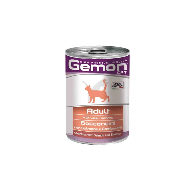 Консерви для котів Gemon Cat Wet Adult лосось з креветками 415 г (8009470300735) - зображення 1