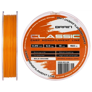 Волосінь Brain Classic Carp Line (solid orange) 150m 0.25mm 15lb 6.6kg (1858.80.85) зображення 1