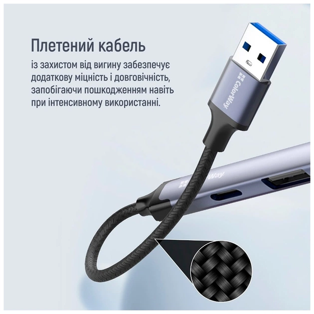 Концентратор ColorWay USB-A/USB-C 4-in-1 USB2.0х2/USB3.0/USB-C2.0 (CW-HUB06) - picture 12