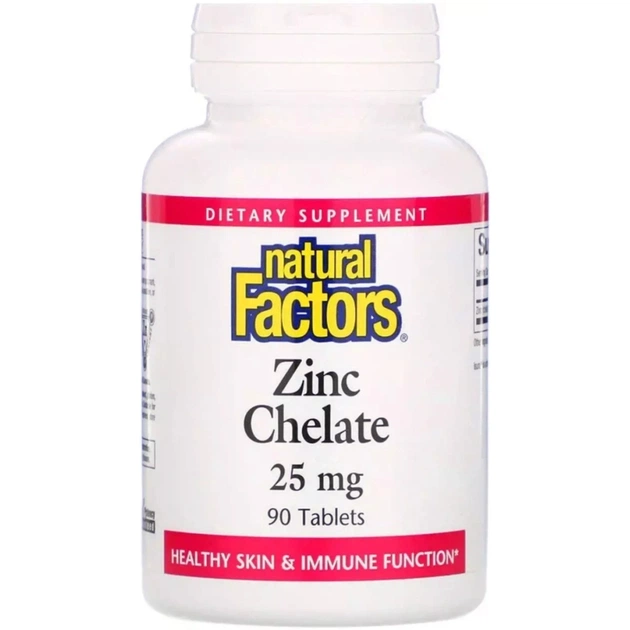 Минералы Natural Factors Хелатный Цинк, 25 мг, 90 таблеток (NFS-01683) - изображение 1