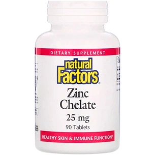 Минералы Natural Factors Хелатный Цинк, 25 мг, 90 таблеток (NFS-01683) изображение 1