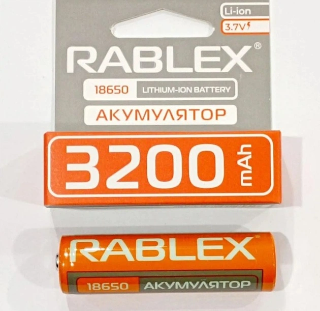 Акумулятор Rablex 18650 Li-Ion 3200mAh - зображення 1