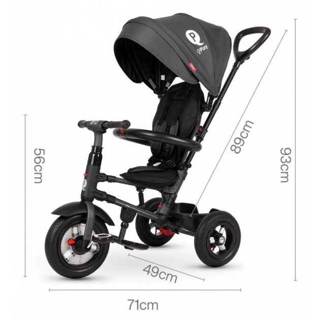 Дитячий велосипед QPlay Rito Rubber Grey складаний триколісний (S380-10GreyRubber) - picture 6