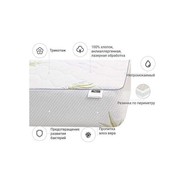 Наматрасник MirSon №1004 Alberto Eco Aloe Vera 140х190 см (2200001490864) - изображение 3