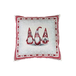 Наволочка Прованс декоративна Snowfall Тріо гномів 45х45 см Сіра з червоним (23808) зображення 1