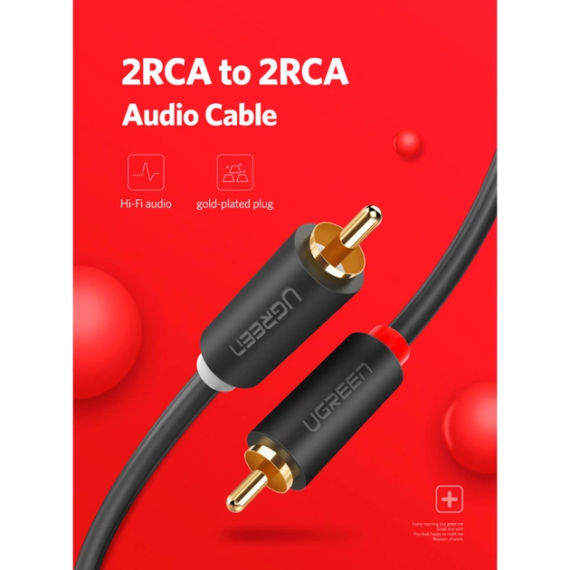 Кабель мультимедійний 2xRCA M to 2xRCA M 3.0m AV104 black Ugreen (10519) - picture 5
