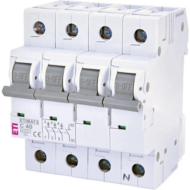 Автоматичний вимикач ETI ETIMAT 6 3p+N C 40 А (6 kA) (2146520) - зображення 1