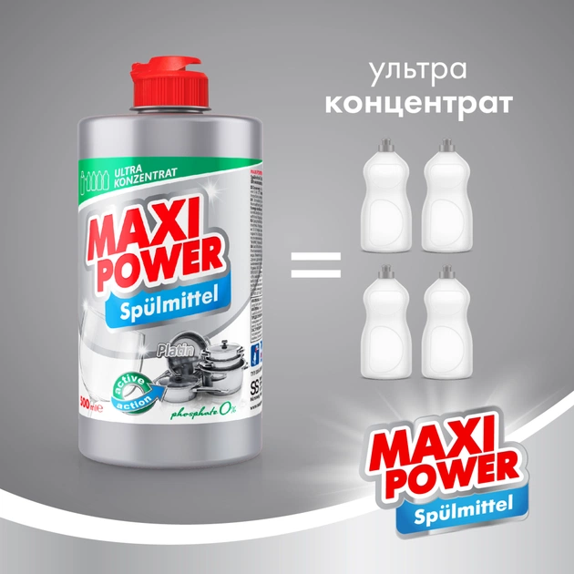 Засіб для ручного миття посуду Maxi Power Платинум 500 мл (4823098411949) - изображение 4
